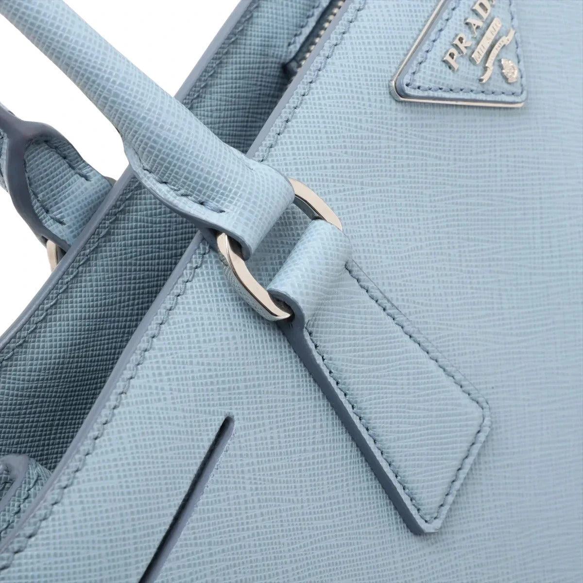 Pre-Loved Galleria Tote Leather Medium with Silver Hardware, Light Blue
