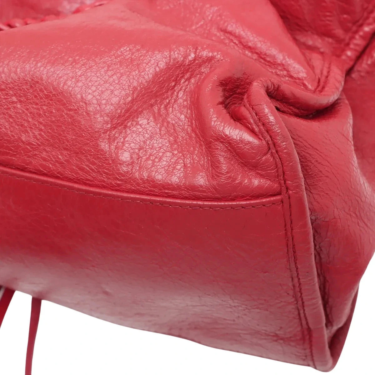Pre-Loved City Handbag Leather with Matte Black Hardware, Red