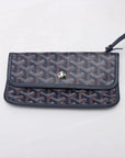 Pre-Loved Saint Louis Tote Goyardine Coated Canvas PM with Silver Hardware, Navy