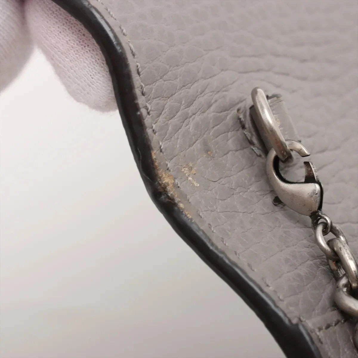 Pre-Loved Dionysus Super Mini Crossbody Bag Leather with Aged Silver Hardware, Gray