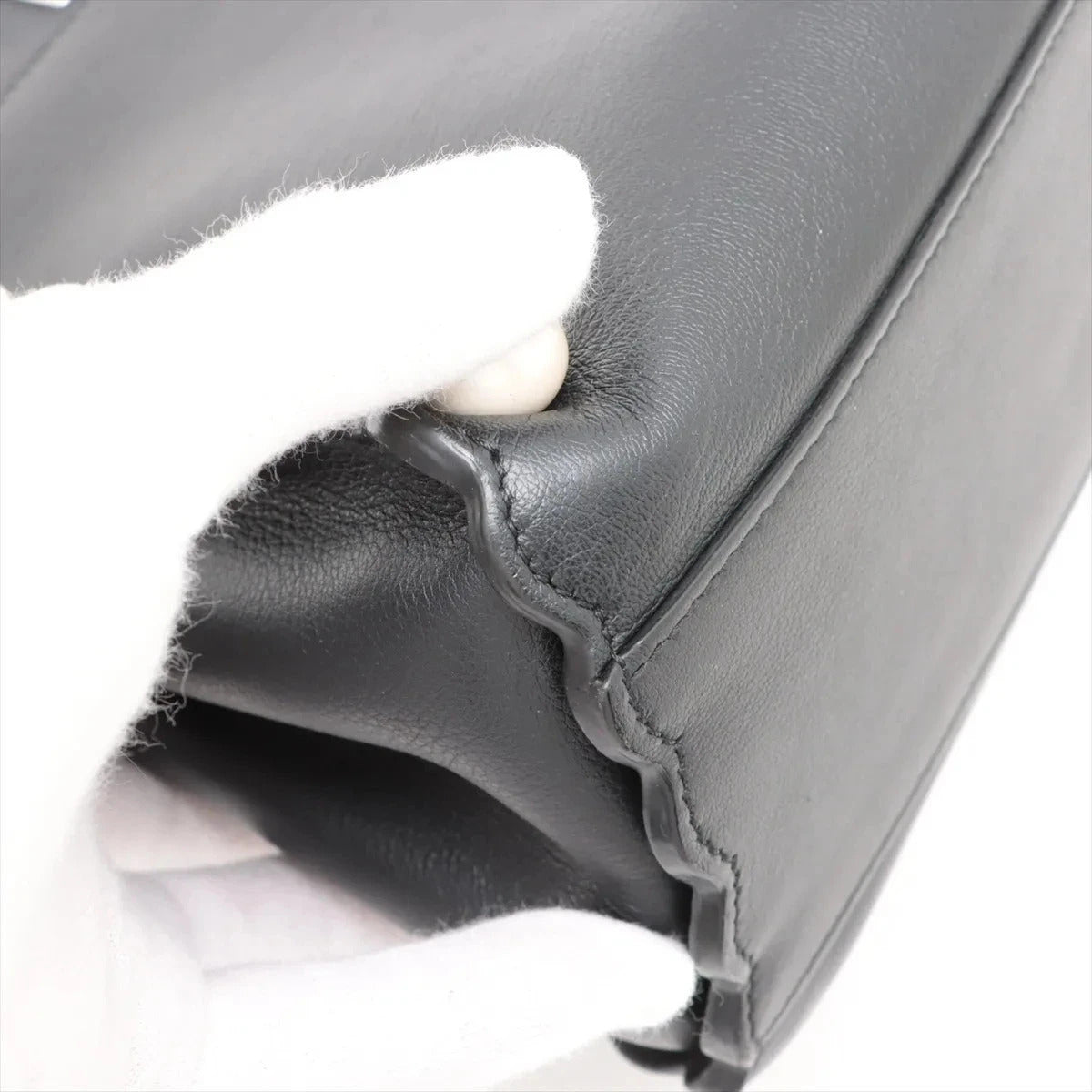 Pre-Loved Peekaboo Handbag Leather Mini with Silver Hardware, Black