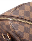 Pre-Loved Ribera MM Handbag Damier Coated Canvas MM with Gold Hardware, Brown