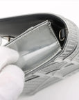 Pre-Loved Diorama Wallet on Chain Crossbody Bag Cannage Micro-Cannage Leather Small with Silver Hardware, Silver