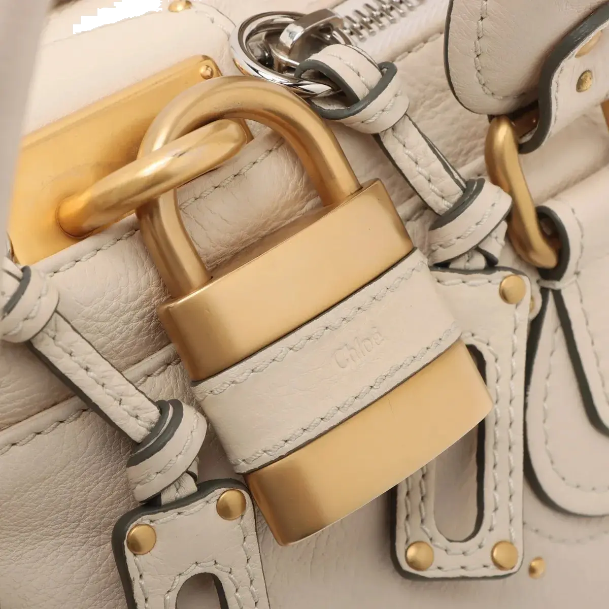 Pre-Loved Paddington Handbag Leather Medium with Aged Gold Hardware, Ivory