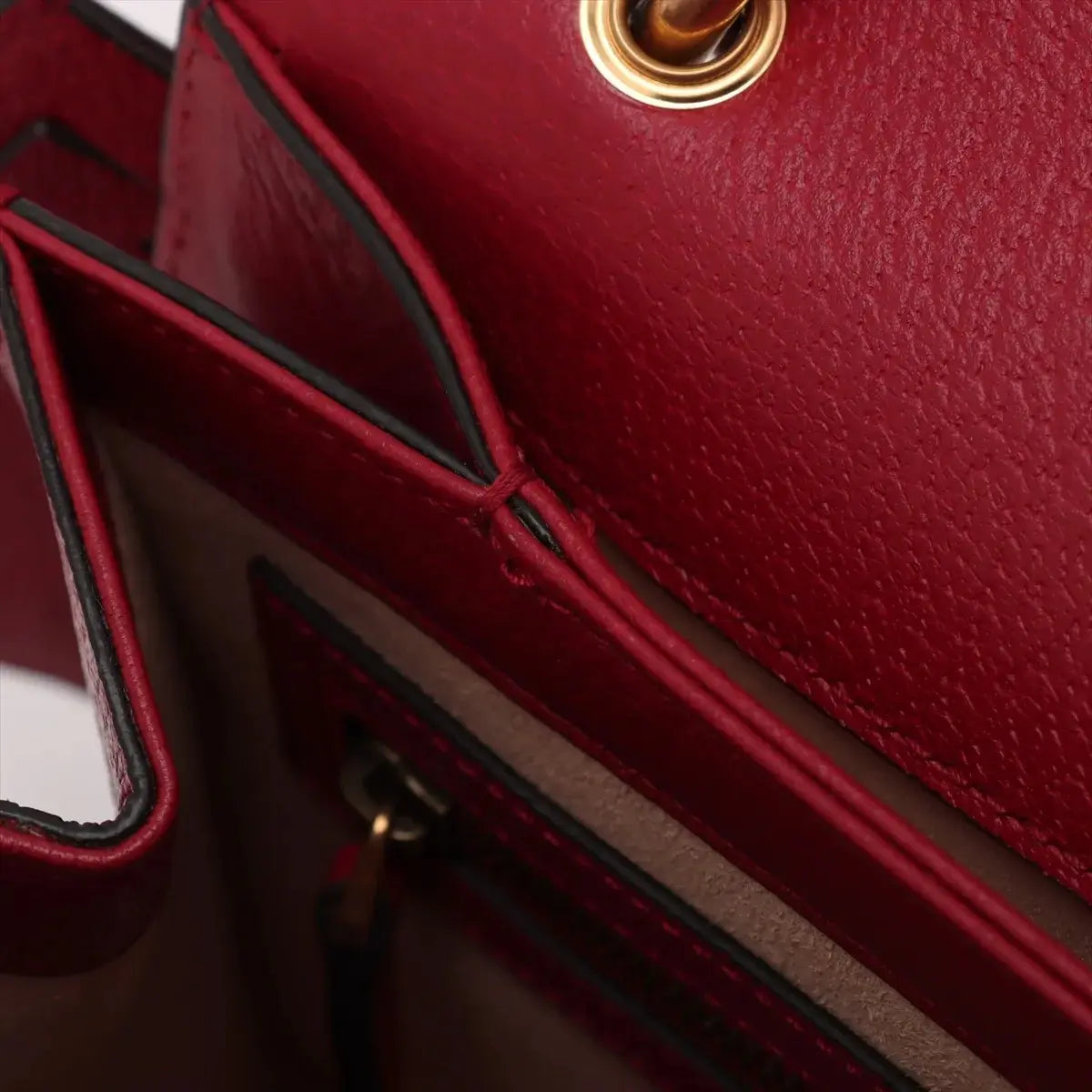 Pre-Loved Queen Margaret Handbag Monogram Coated Canvas Small with Aged Gold Hardware, Beige Ebony Red