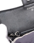Pre-Loved Quilted Flap Bag with Foldable Tote Crossbody Bag Quilted Canvas Mini with Silver Hardware, Black