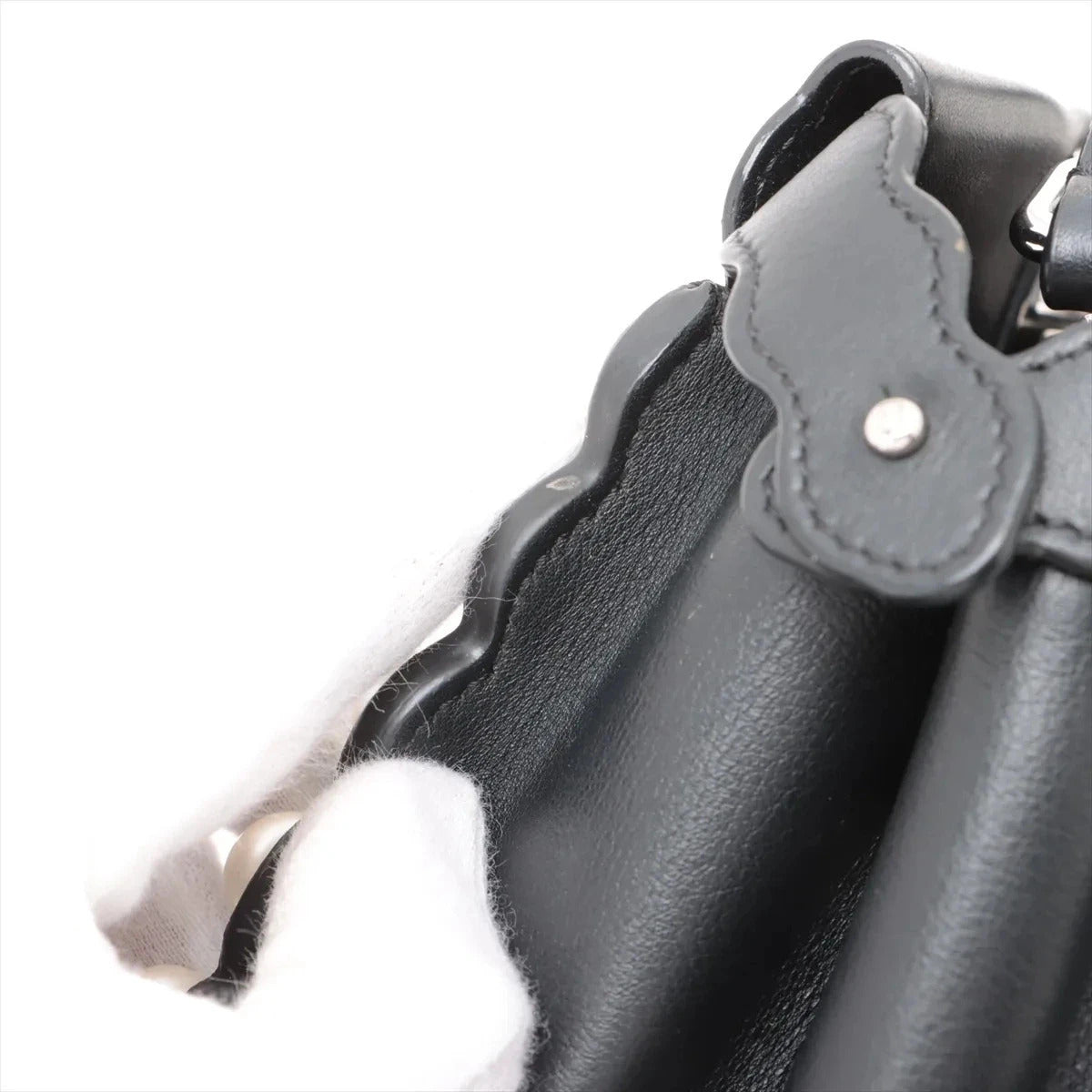 Pre-Loved Peekaboo Handbag Leather Mini with Silver Hardware, Black