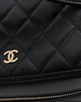 Pre-Loved Vanity Case Handbag Quilted Leather with Gold Hardware, Black