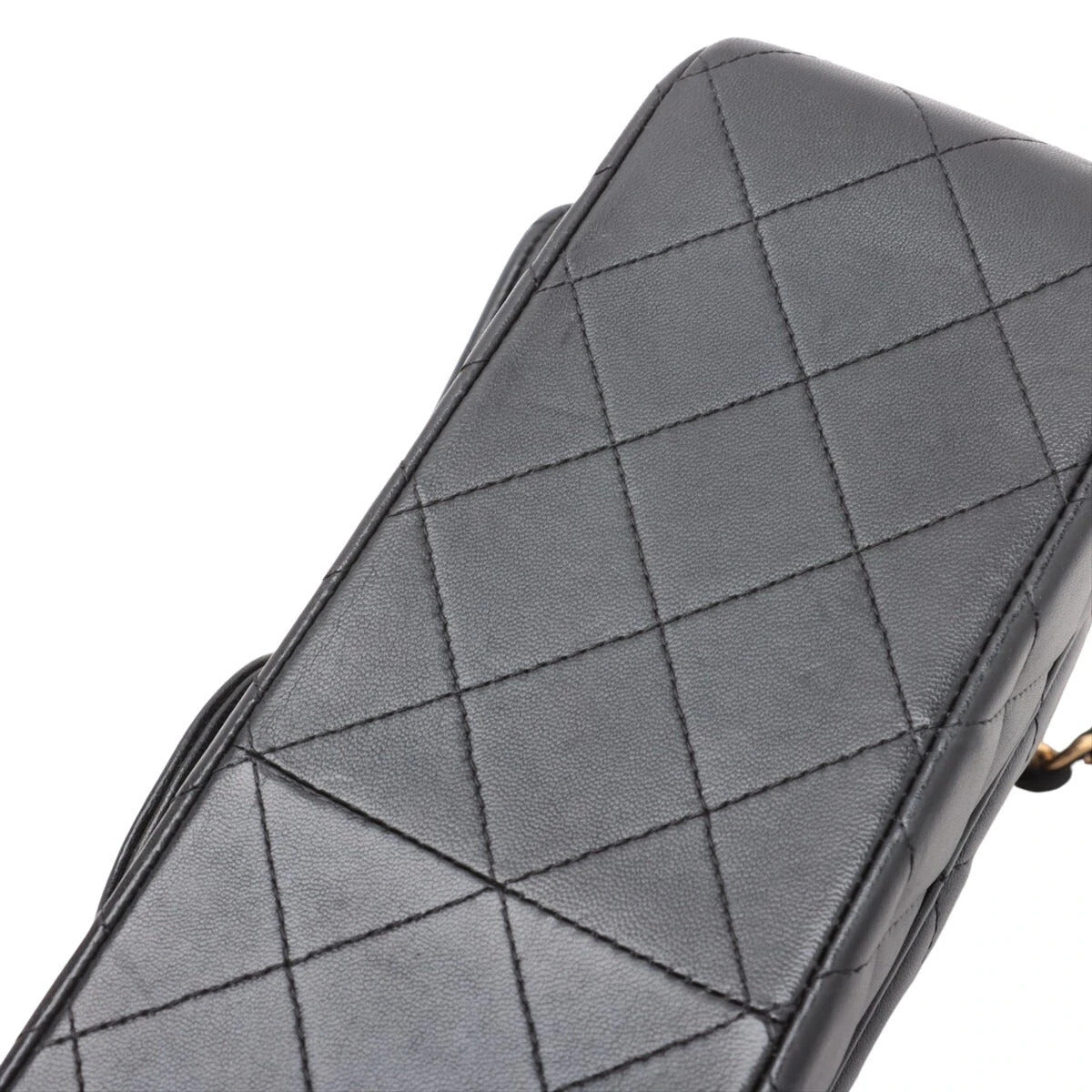 Pre-Loved Classic Double Flap Shoulder Bag Quilted Leather Jumbo with Gold Hardware, Black