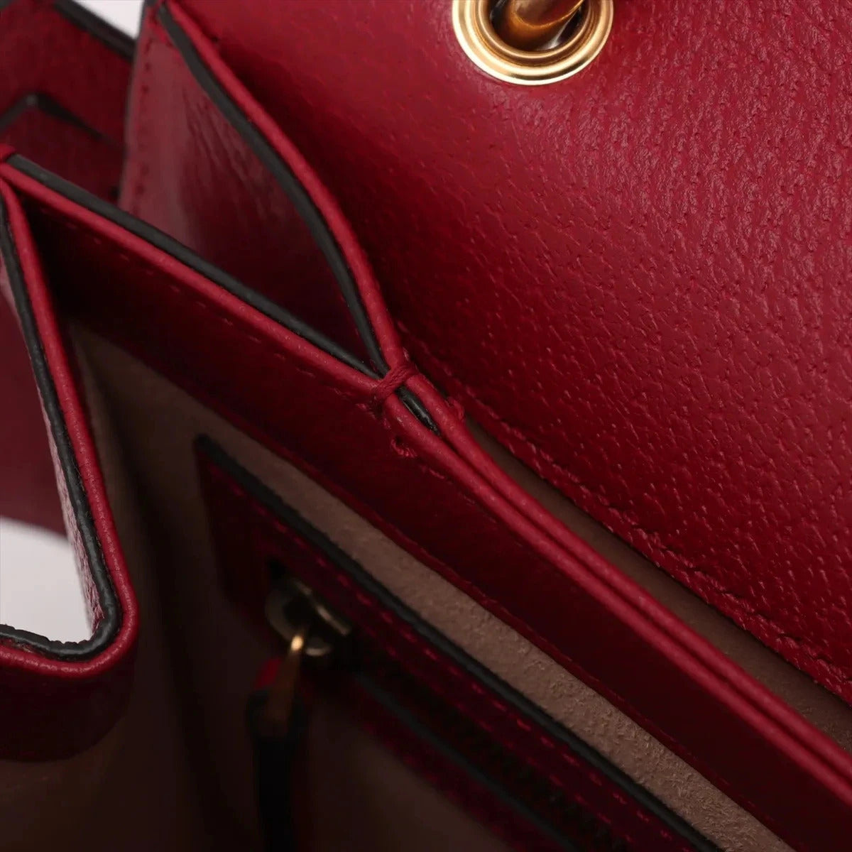 Pre-Loved Queen Margaret Handbag Monogram Coated Canvas Small with Aged Gold Hardware, Beige Ebony Red