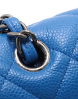Pre-Loved Classic Double Flap Shoulder Bag Quilted Leather Jumbo with Ruthenium Hardware, Blue