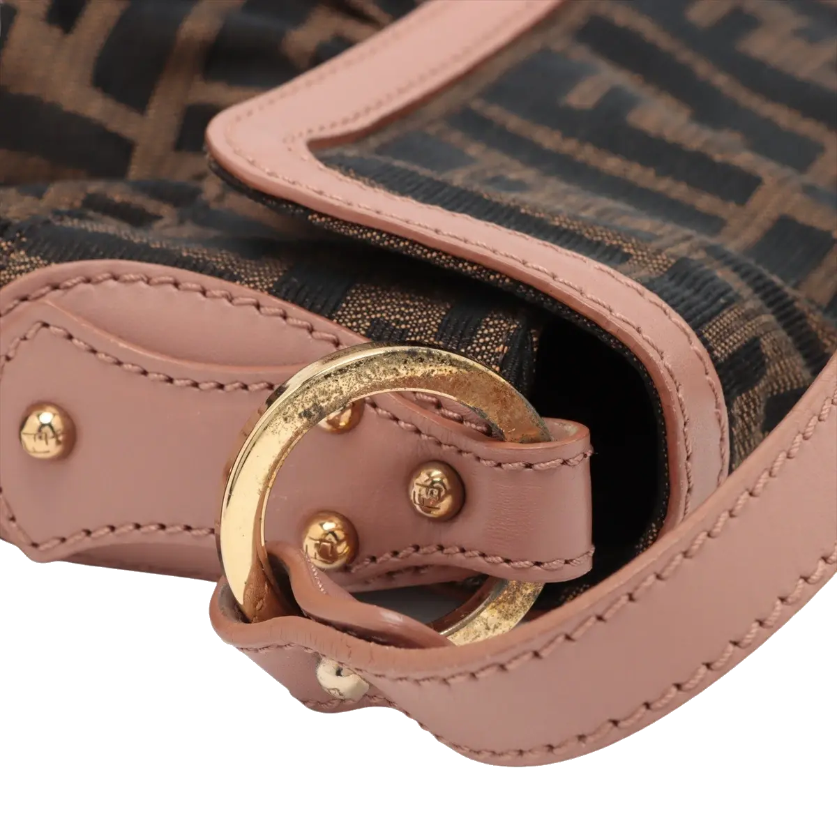 Pre-Loved Mia Shoulder Bag Zucca Coated Canvas with Gold Hardware, Brown