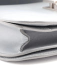 Pre-Loved Classic Box Shoulder Bag Leather Medium with Silver Hardware, Gray