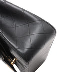 Pre-Loved Classic Double Flap Shoulder Bag Quilted Leather Jumbo with Gold Hardware, Black