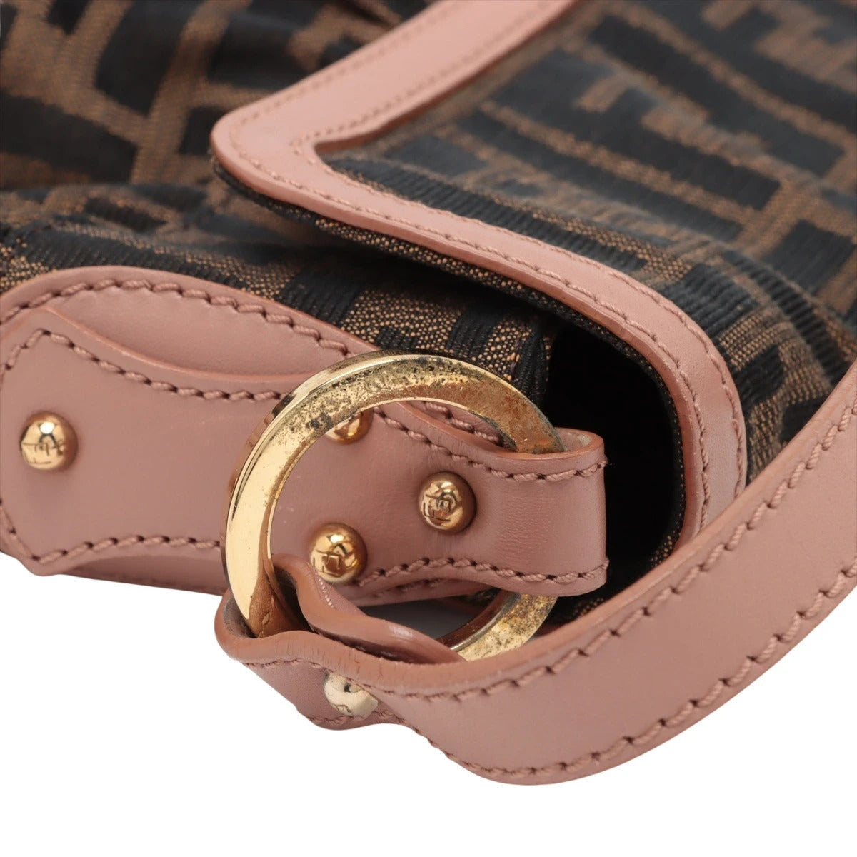 Pre-Loved Mia Shoulder Bag Zucca Coated Canvas with Gold Hardware, Brown