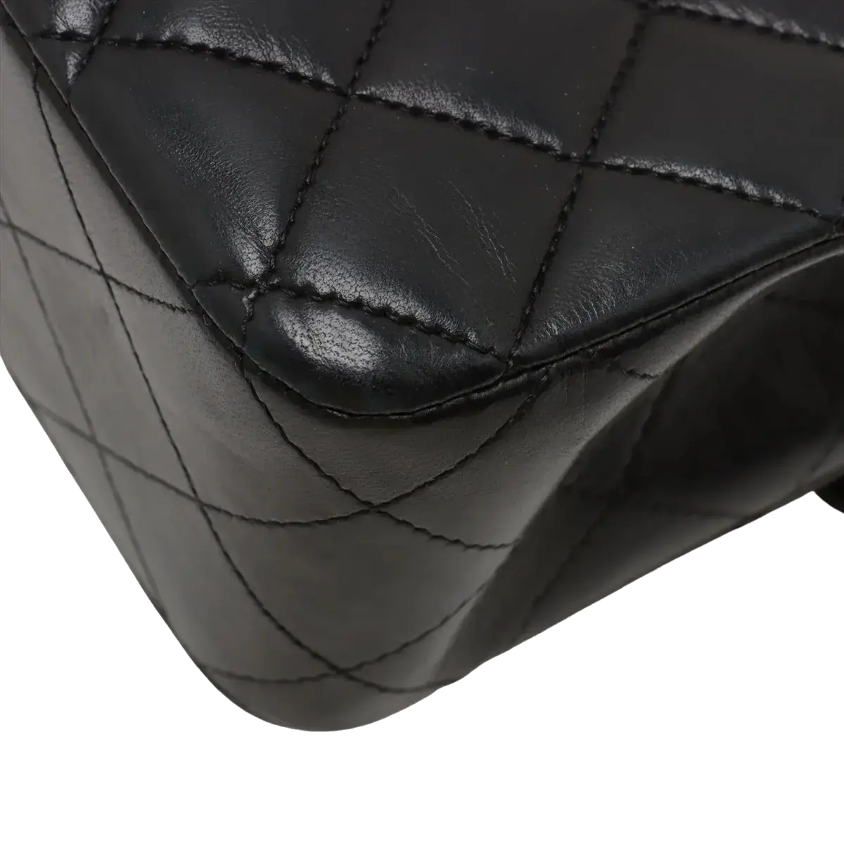 Pre-Loved Classic Double Flap Shoulder Bag Quilted Leather Medium with Gold Hardware, Black