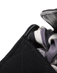 Pre-Loved Quilted Flap Bag with Foldable Tote Crossbody Bag Quilted Canvas Mini with Silver Hardware, Black