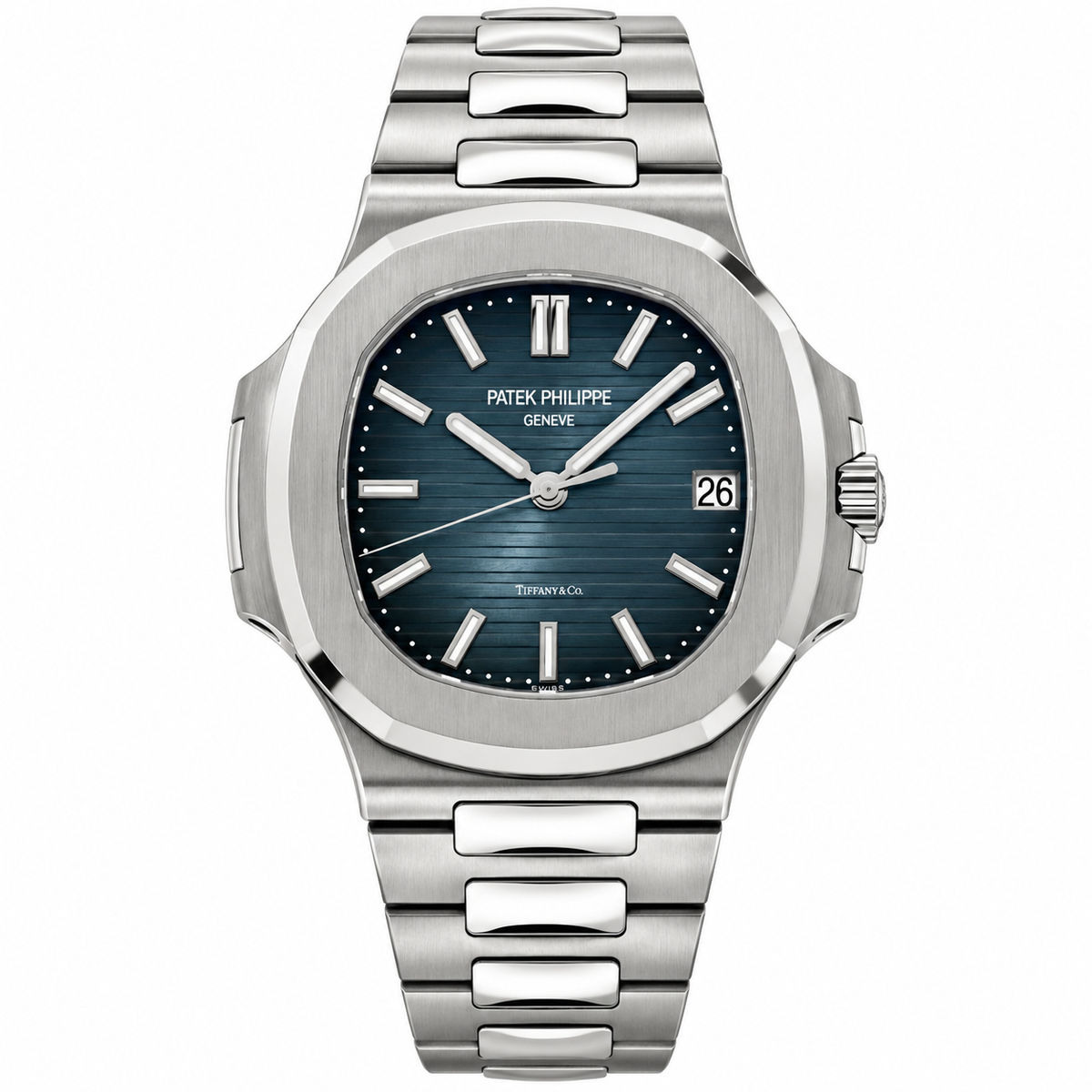 Pre-Loved Nautilus Date 5711/1A-010, Blue, horizontal embossed Dial