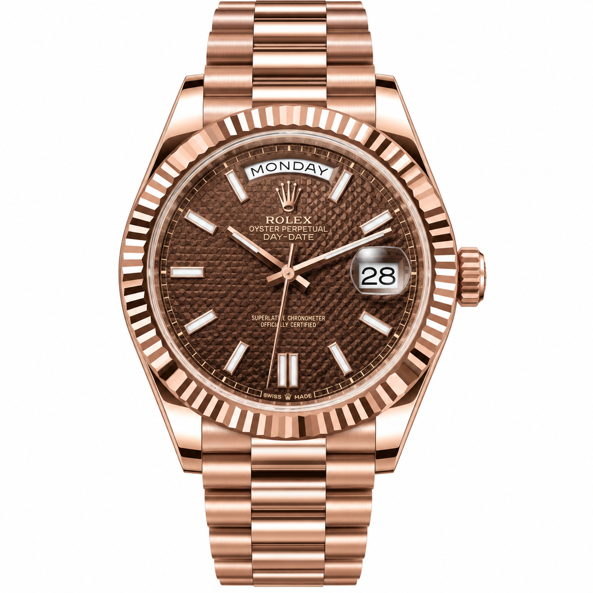 Pre-Loved Day-Date 40 Everose 228235, Chocolate Dial