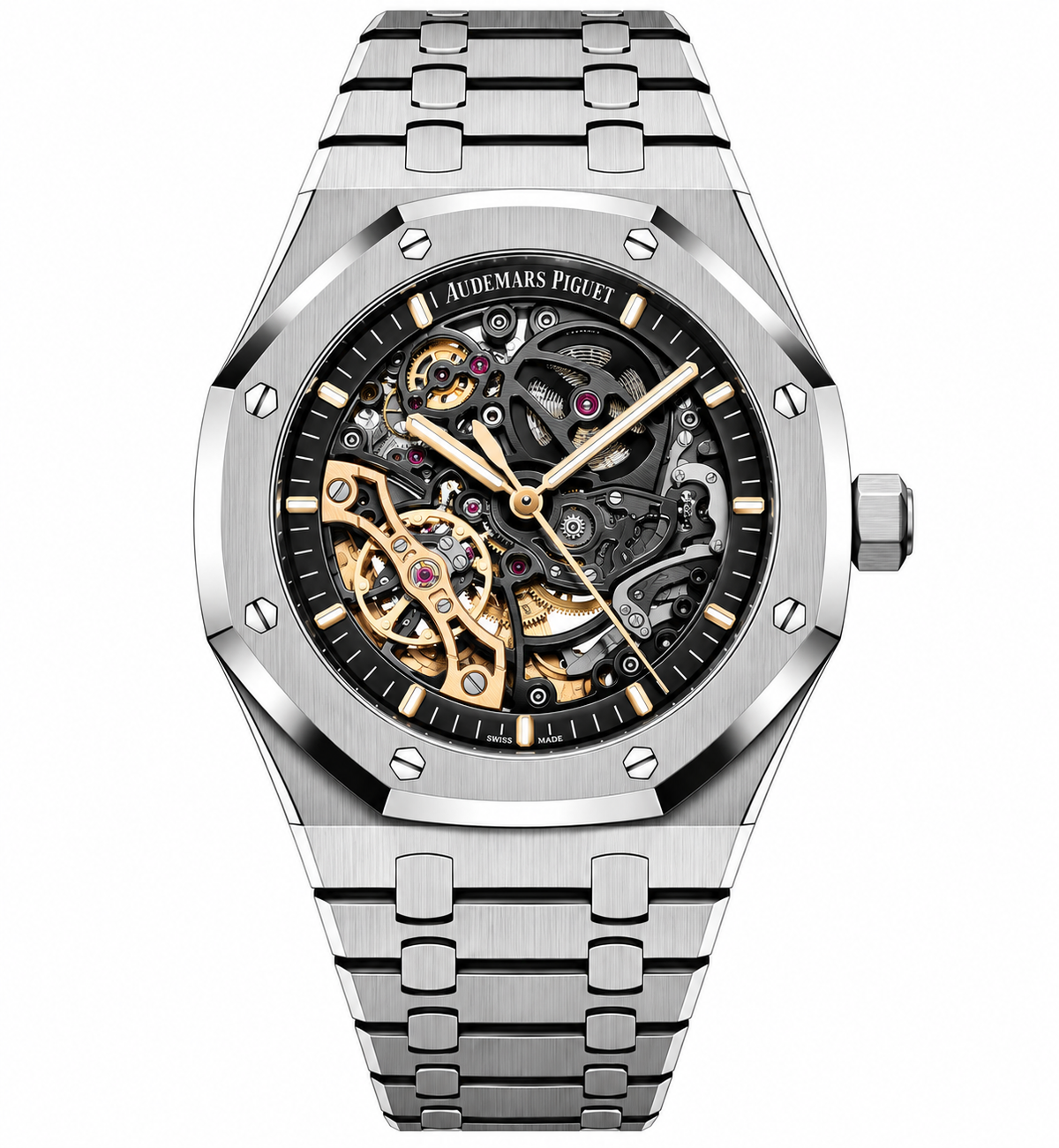 Pre-Loved Royal Oak Double Balance Wheel Openworked 41 mm 15407ST.OO.1220ST.01, Openworked; slate-grey bridges Dial