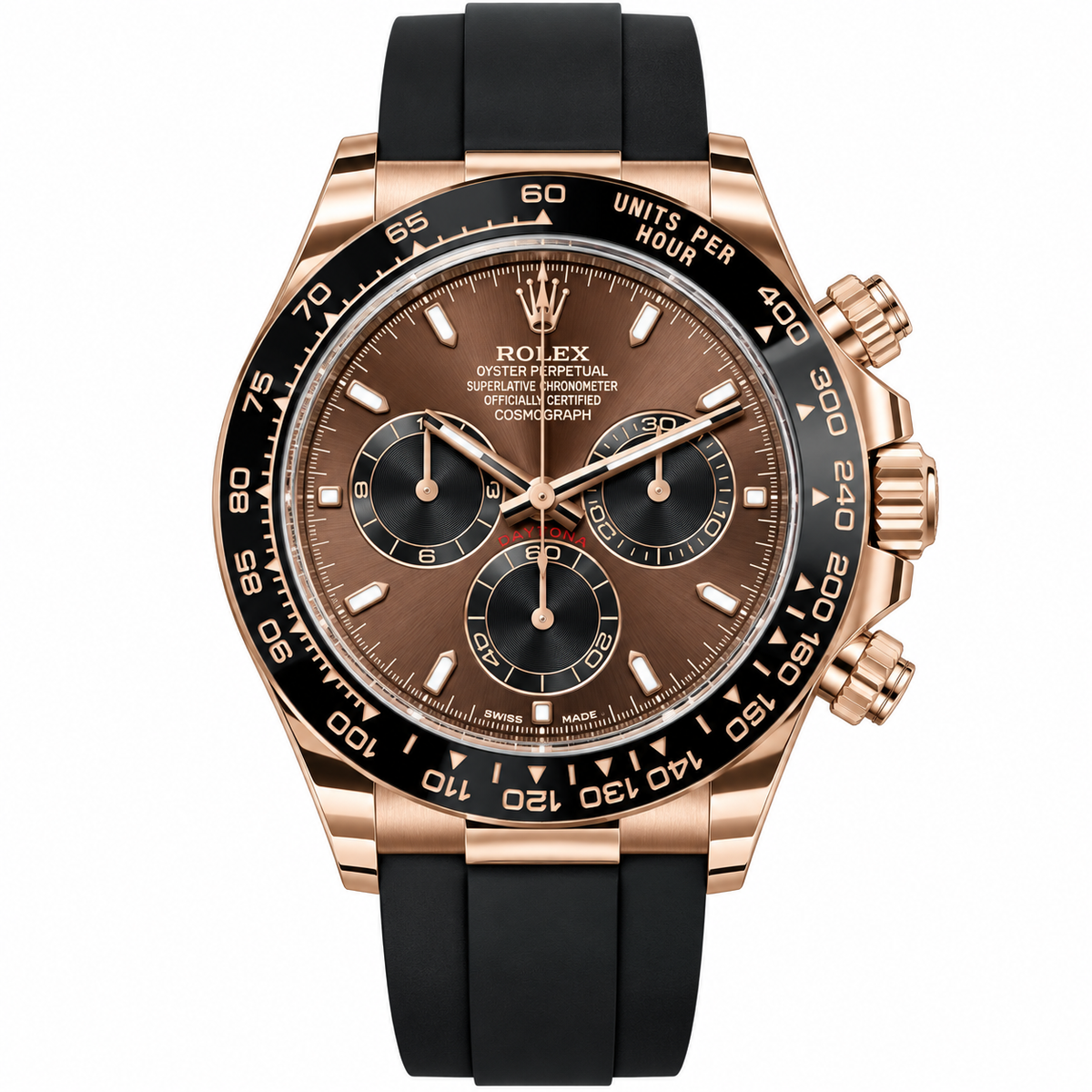 Pre-Loved Cosmograph Daytona 40 Everose Oysterflex 126515LN, Bright chocolate and black Dial