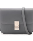 Pre-Loved Classic Box Shoulder Bag Leather Medium with Silver Hardware, Gray