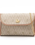 Pre-Loved Honeycomb Chain Bag Crossbody Bag Coated Canvas with Gold Hardware, Beige