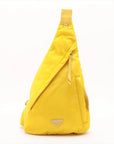 Pre-Loved Padded Nylon Triangle Sling Sling Bag Nylon with Silver Hardware, Yellow