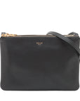 Pre-Loved Trio Crossbody Bag Leather Small with Gold Hardware, Black