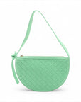 Pre-Loved Sunrise Shoulder Bag Intrecciato Leather Small with Gold Hardware, Mint Green