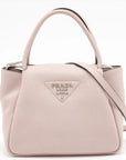 Pre-Loved Vitello Daino Two-Way Tote Handbag Leather with Silver Hardware, Light Pink
