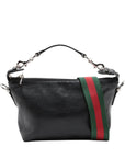 Pre-Loved Shoulder Bag Black Leather with Silver Hardware, Black