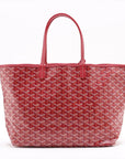 Pre-Loved Saint Louis Tote Goyardine Chevron Coated Canvas PM with Gold Hardware, Red