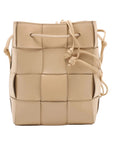 Pre-Loved Cassette Bucket Bucket Bag Intrecciato Leather Small, Beige