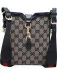 Pre-Loved GG Canvas Bucket Bag Crossbody Bag GG Monogram Coated Canvas Small with Gold Hardware, Beige and Navy