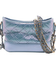 Pre-Loved Gabrielle Shoulder Bag Quilted Leather Small with Mixed Gold and Silver Hardware, Iridescent Blue