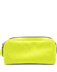 Pre-Loved Dopp Kit Pochette Monogram Coated Canvas with Silver Hardware, Neon Yellow