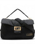 Pre-Loved Mamma Baguette (Fendi x Porter) Shoulder Bag Nylon Large with Gold Hardware, Black