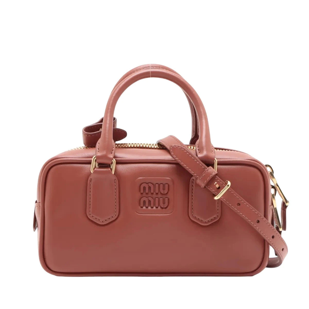 Pre-Loved Bowling Bag Handbag Leather Mini with Gold Hardware, Rust