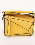 Pre-Loved Puzzle Crossbody Bag Leather Nano with Silver Hardware, Yellow