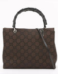 Pre-Loved Bamboo Tote Monogram Canvas with Silver Hardware, Brown