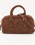 Pre-Loved Arcadie Handbag Suede Small with Gold Hardware, Brown
