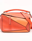 Pre-Loved Puzzle Handbag Colorblock Leather Medium with Gold Hardware, Orange