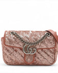 Pre-Loved GG Marmont Shoulder Bag Quilted Sequins Mini with Silver Hardware, Pink