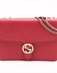 Pre-Loved Interlocking G Crossbody Bag Plain Leather with Gold Hardware Small, Red