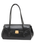 Pre-Loved Nappa Leather Shoulder Bag Leather with Gold Hardware, Black