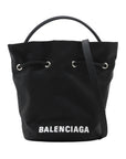 Pre-Loved Wheel Drawstring Bucket Bag Nylon XS with Silver Hardware, Black