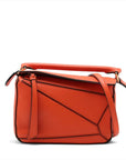 Pre-Loved Puzzle Handbag Leather Mini with Gold Hardware, Orange