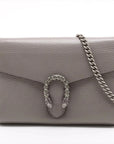 Pre-Loved Dionysus Super Mini Crossbody Bag Leather with Aged Silver Hardware, Gray
