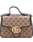 Pre-Loved GG Marmont Handbag Monogram Canvas Mini with Gold Hardware, Beige/Brown